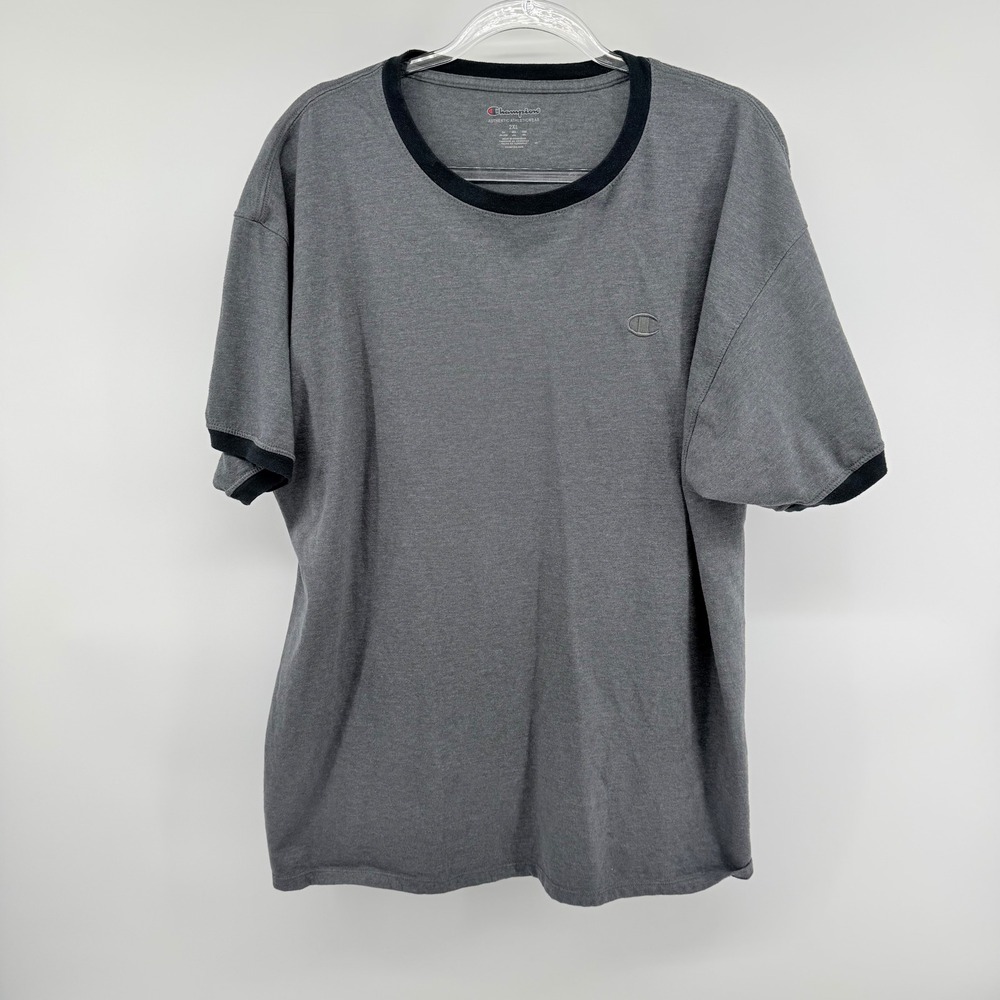Champion Mens 2XL Gray Ringer T Shirt‎ Authentic Athleticwear Short Sleeve